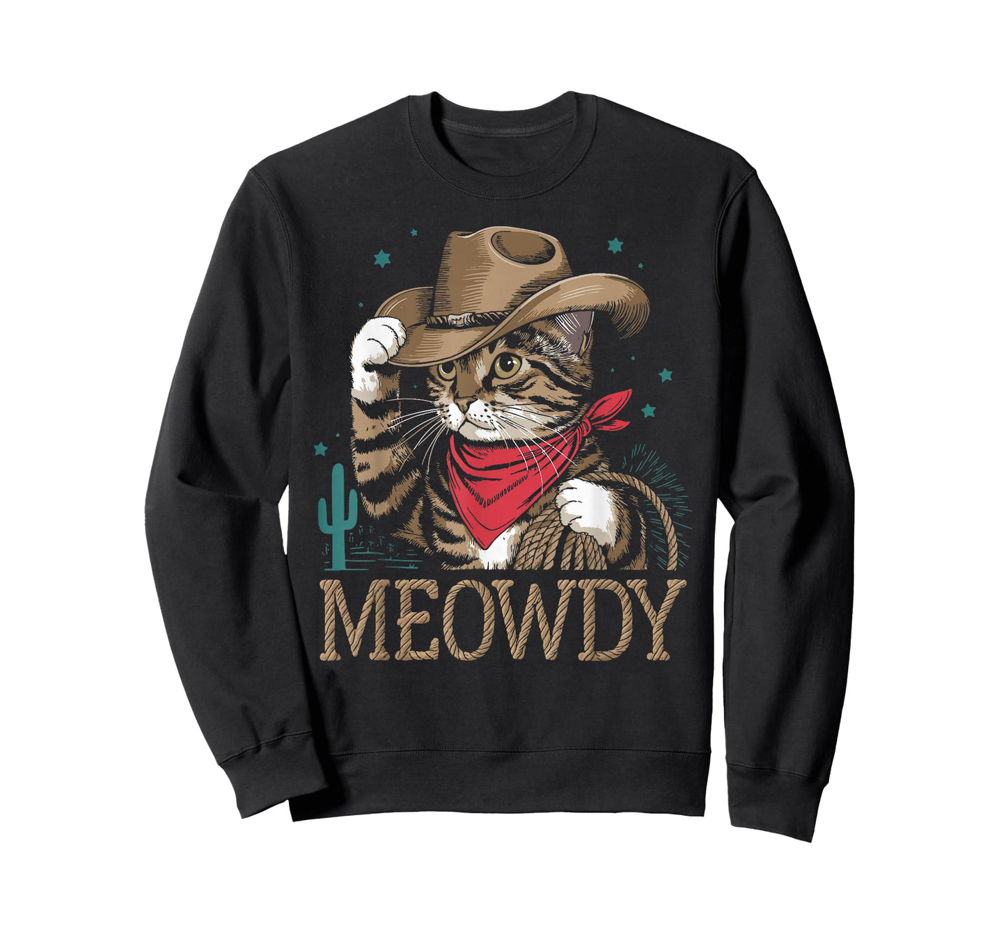 Meowdy Funny Cat Cowboy Western Funny Country Pun Women Kids T-Shirt
