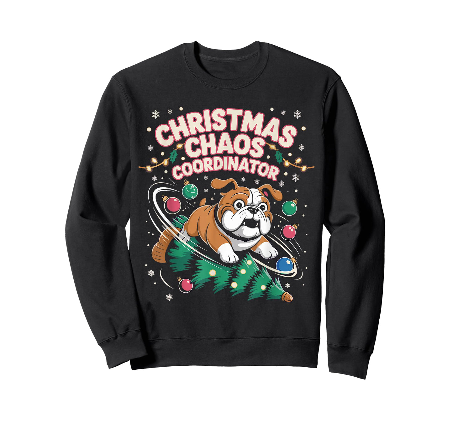 Christmas Chaos Coordinator Xmas Puppy Funny Bulldog T-Shirt