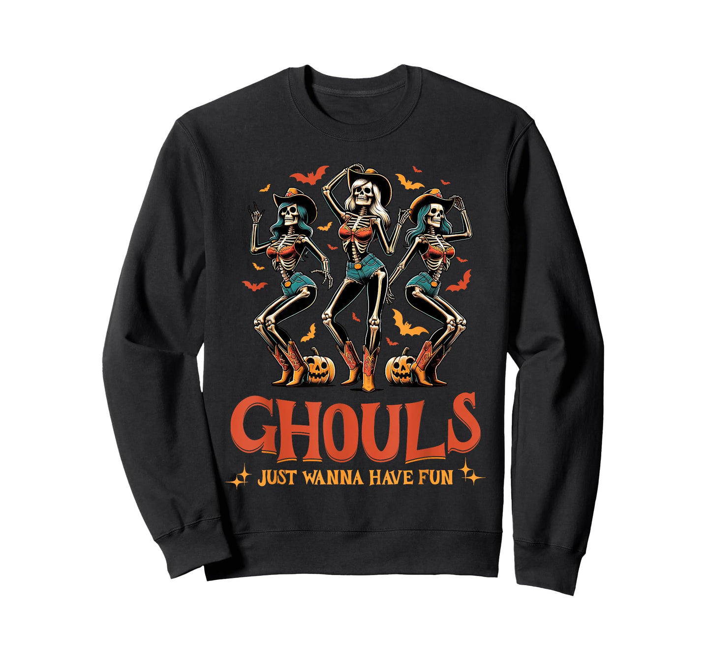 Funny Womens Halloween Ghouls Just Wanna Have Fun Cowgirl T-Shirt