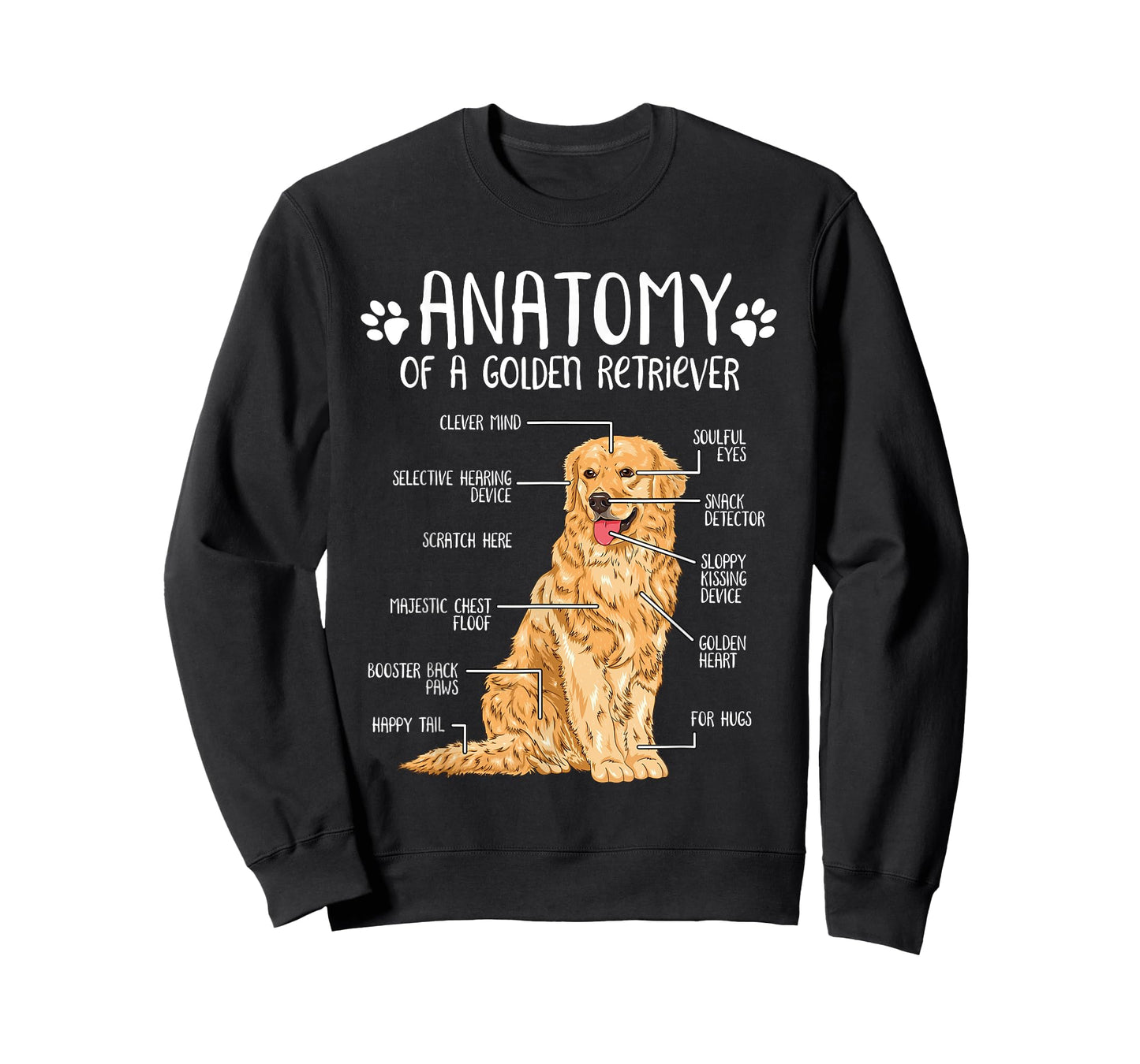 Funny Anatomy Golden Retriever Dog Lover Men Women Girls Kids T-Shirt