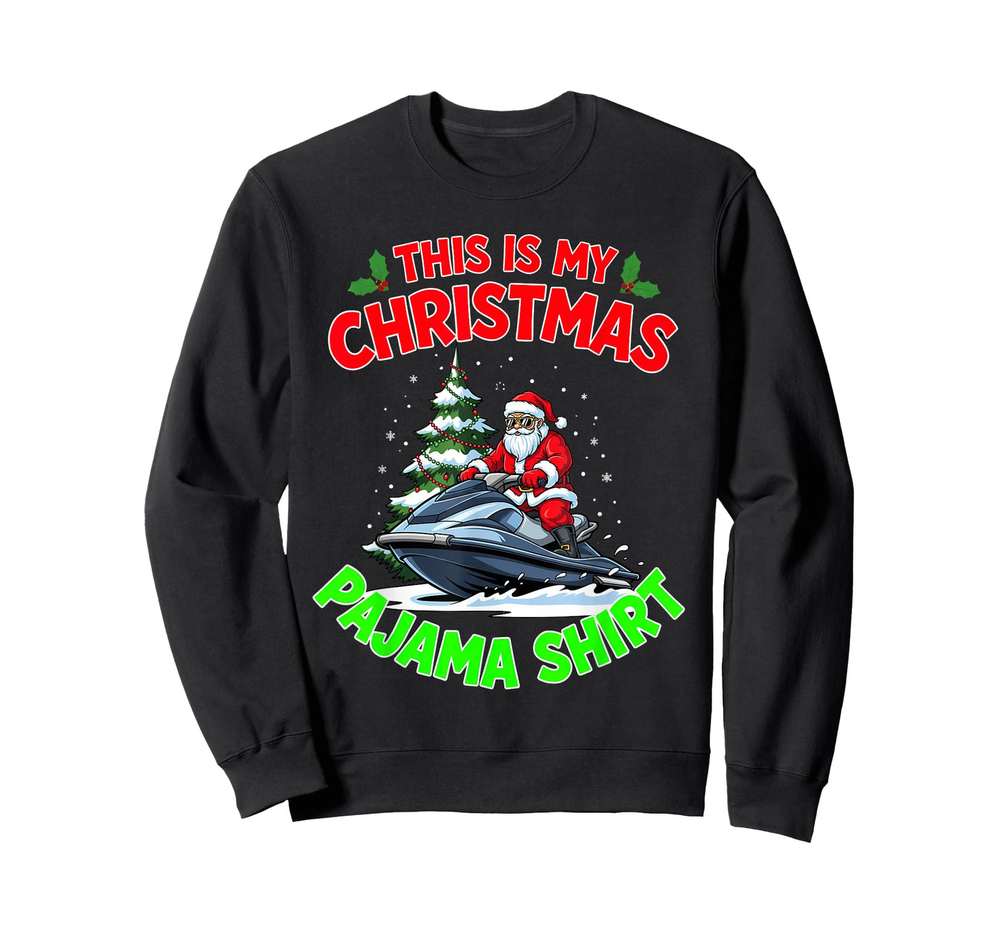 This is My Christmas Pajama Santa Claus Playing Jet Ski T-Shirt