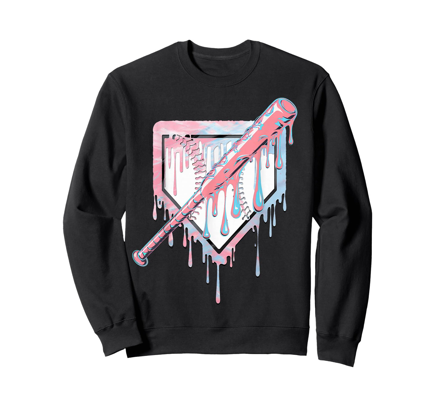 Baseball Ice Cream Dripping Baseball Home Plate Drip T-Shirt