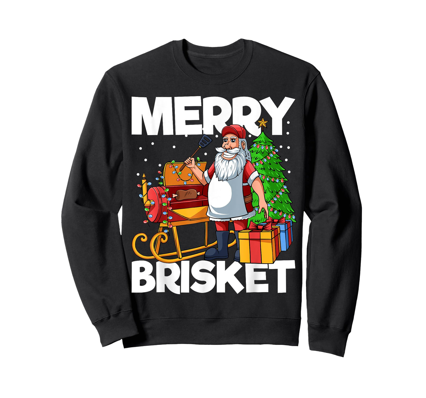 Mens Merry Brisket Christmas in July Santa BBQ Smoker Smoking T-Shirt