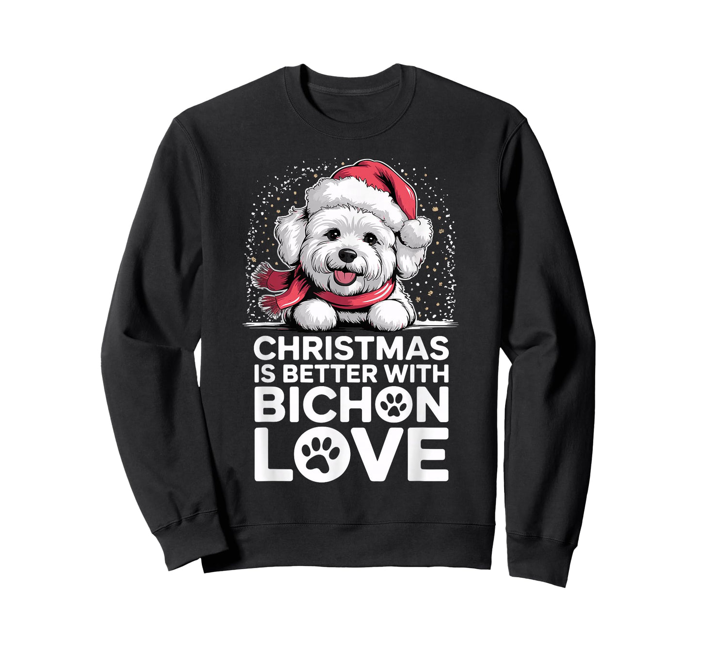 Funny Xmas Dog Christmas is Better with Bichon Frise Love T-Shirt