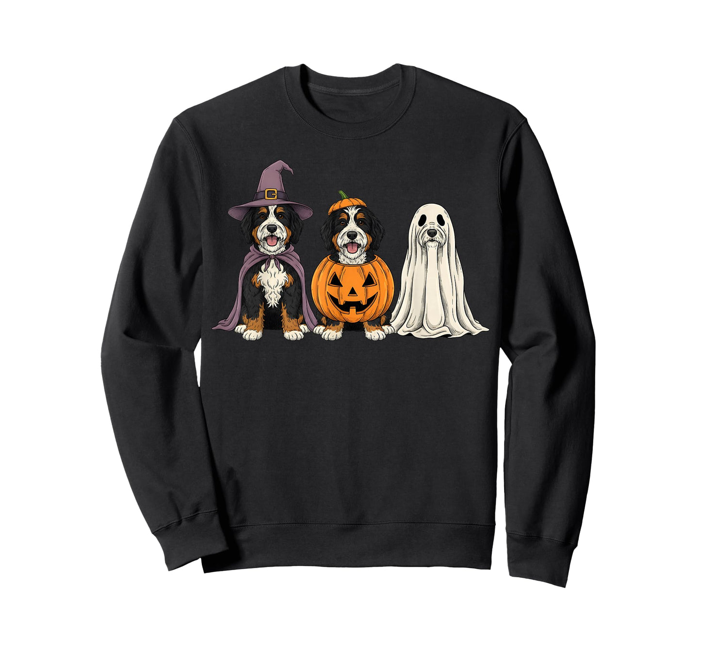 Spooky Ghost Bernedoodle Pumpkin Halloween Doodle Dog Lover T-Shirt