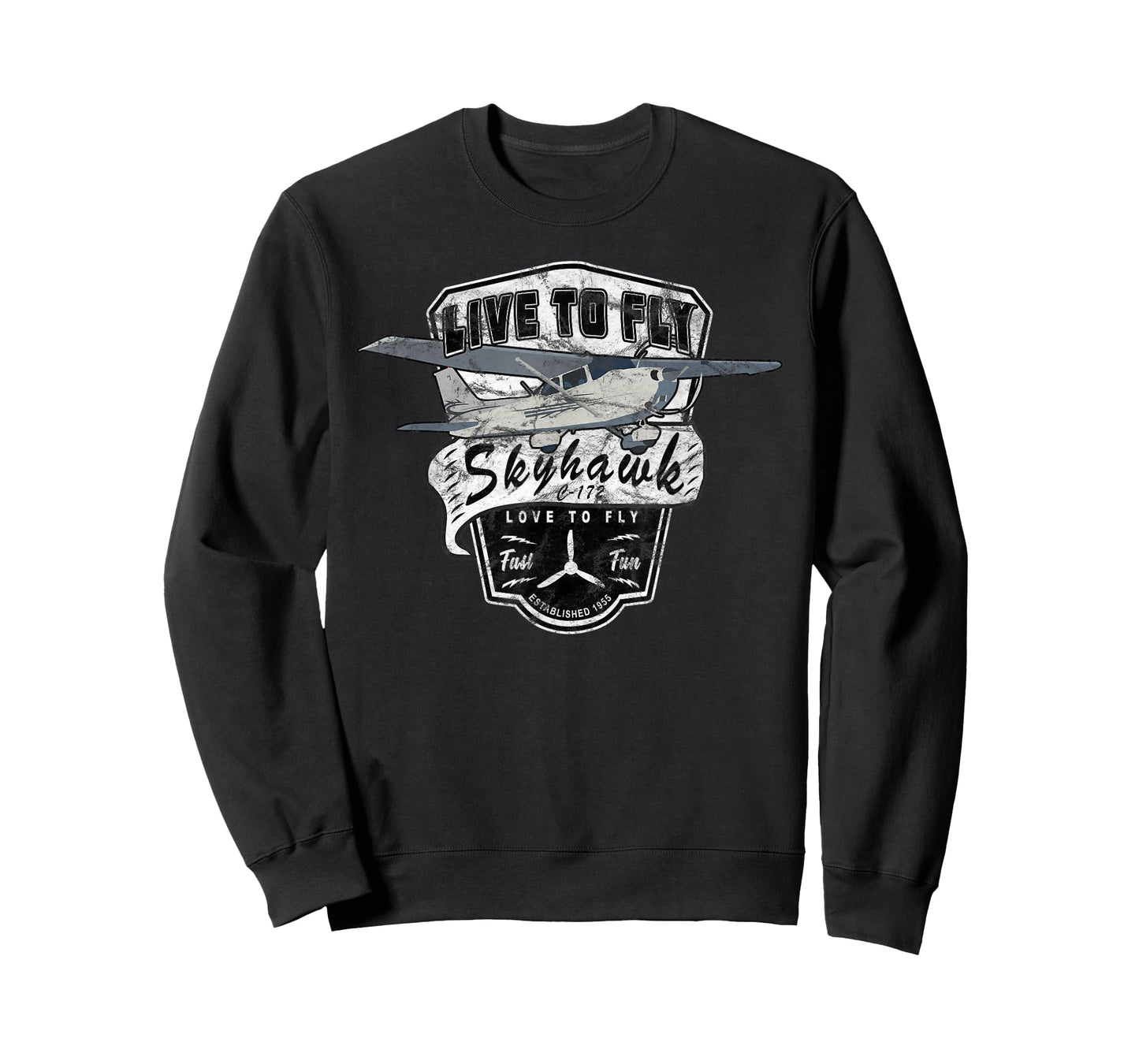 Live to Fly 172 Skyhawk Airplane Pilot Design T-Shirt