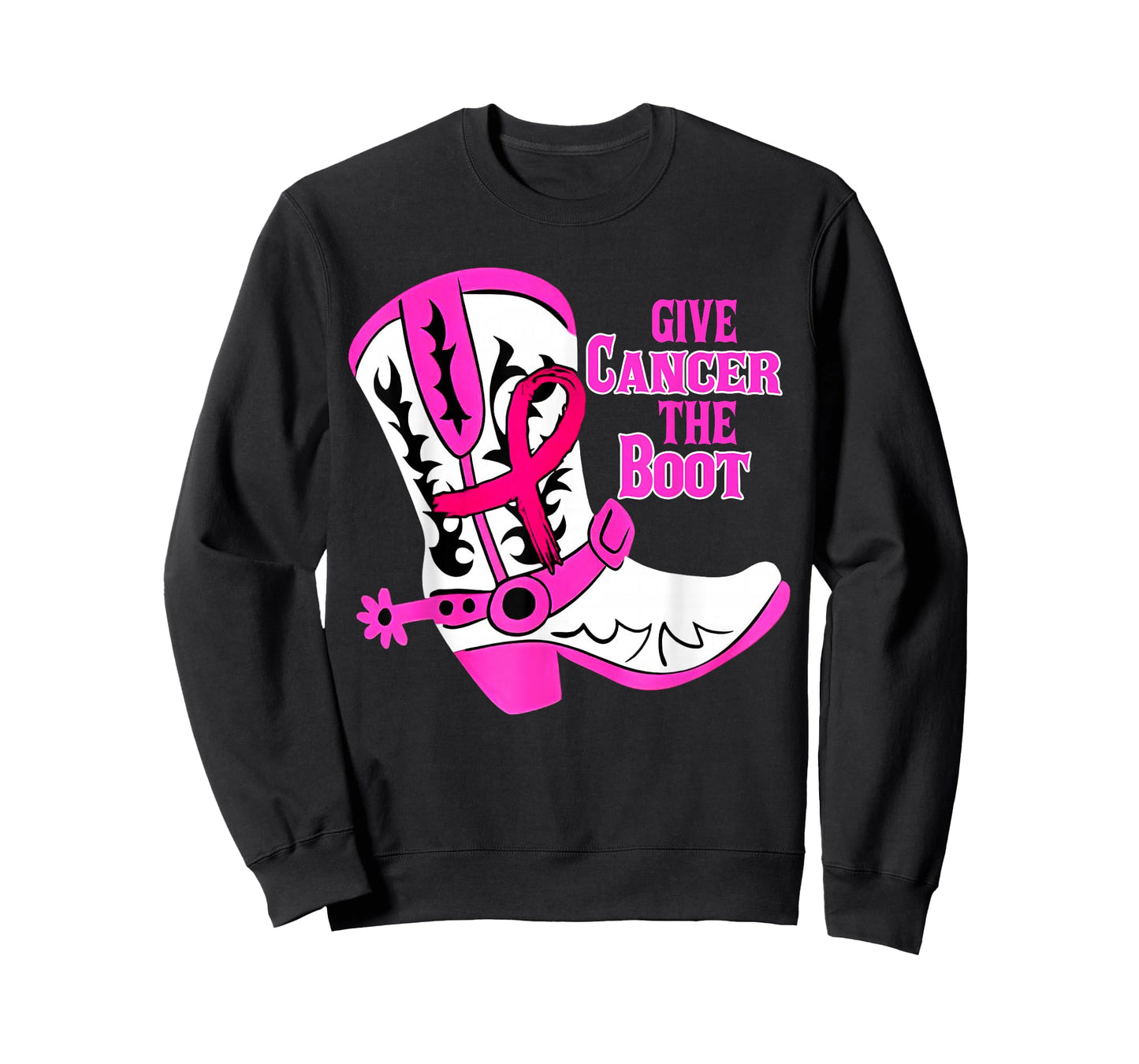 Give Breast Cancer The Boot Pink Ribbon Western Cowboy Boots T-Shirt