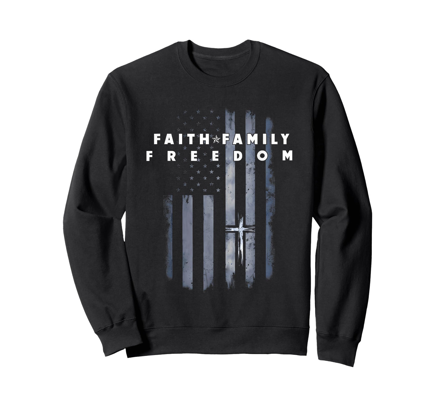Vintage USA Flag Faith Family Freedom Patriotic Christian T-Shirt
