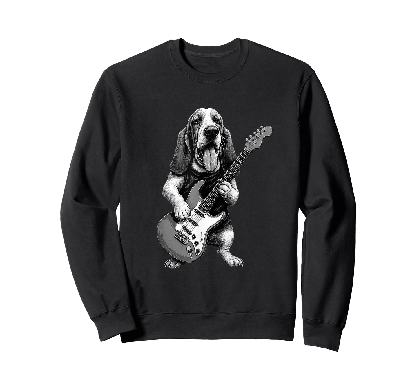 Basset Hound Playing Guitar Funny Basset Hound Dog Lover T-Shirt