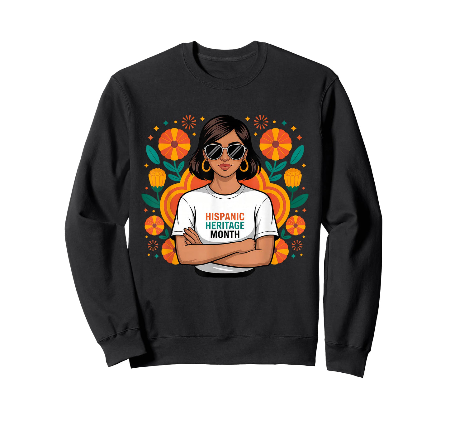 Latina National Hispanic Heritage Month Flowers American T-Shirt