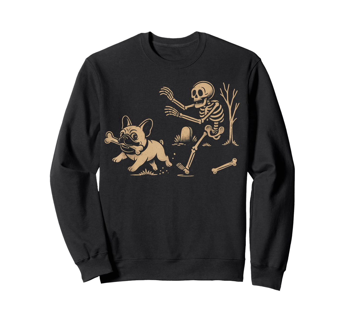 French Bulldog Halloween Frenchie Skeleton Chase Spooky T-Shirt