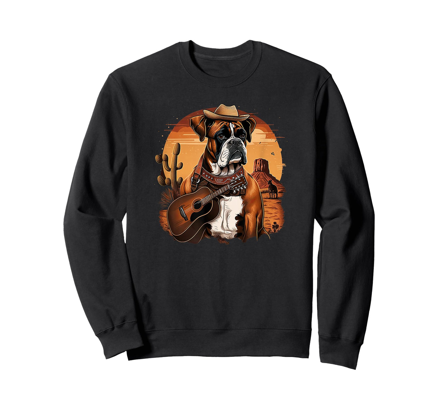 Funny Dog Boxer Country Music Rodeo Cowboy guitar T-Shirt