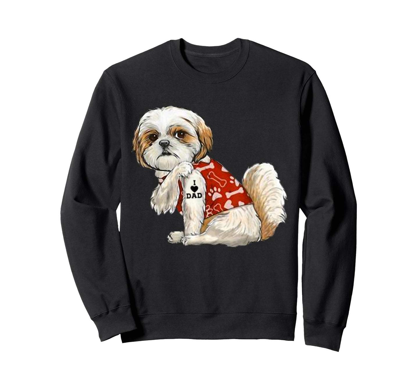 I Love Dad Tattoo Shih Tzu Dad Funny Father's Day Gift T-Shirt
