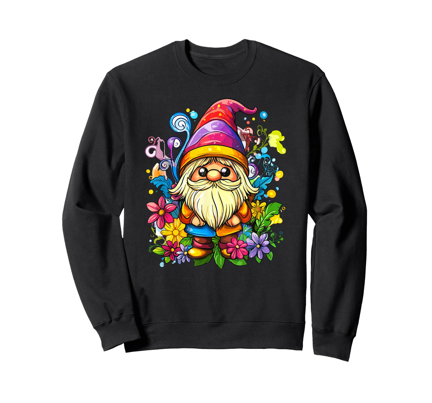 Vibrant Whimsical Gnome Surrounded By Flowers T-Shirt