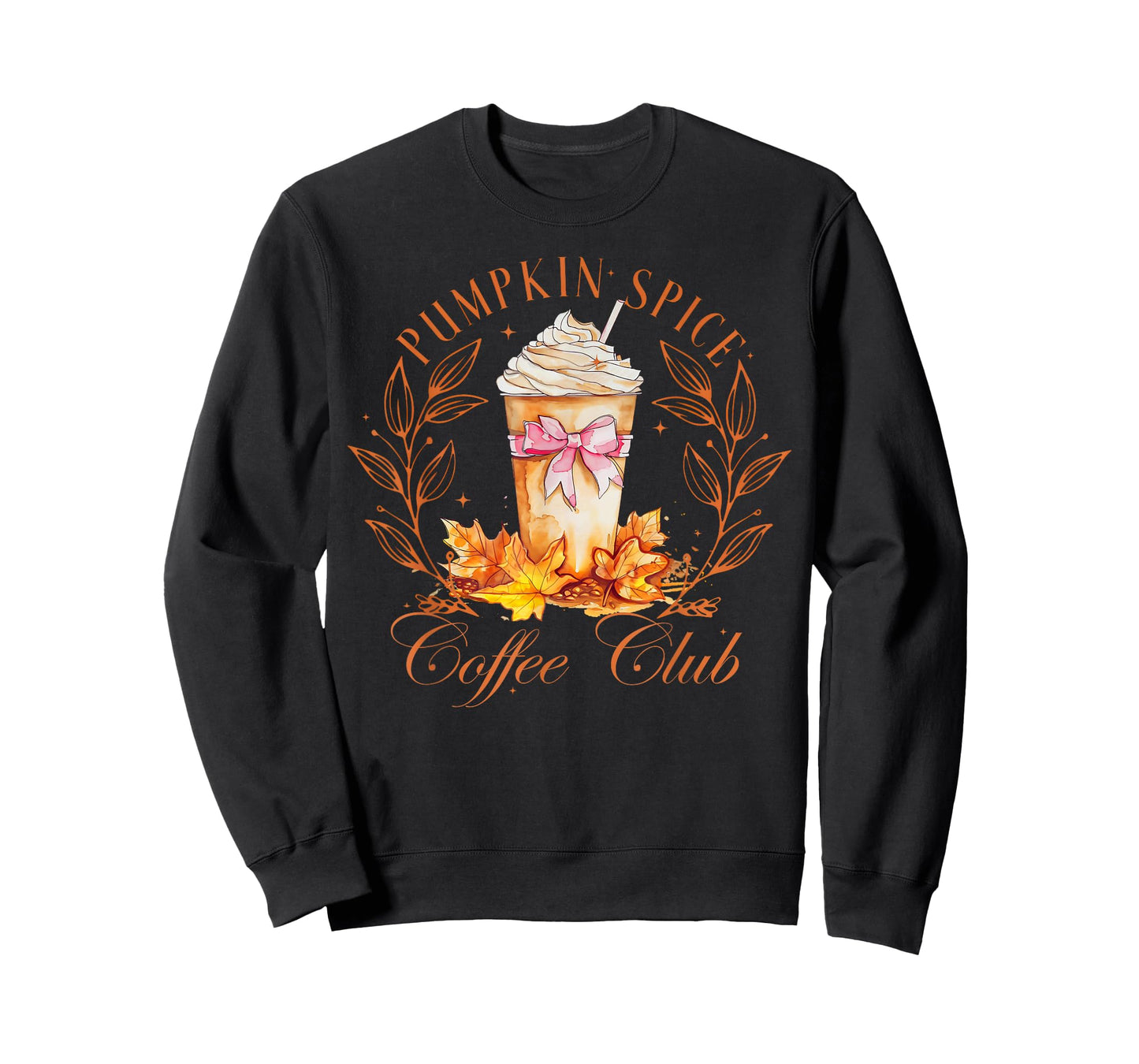 Pumpkin Spice Coffee Club Autumn Fall Leaves Thanksgiving T-Shirt