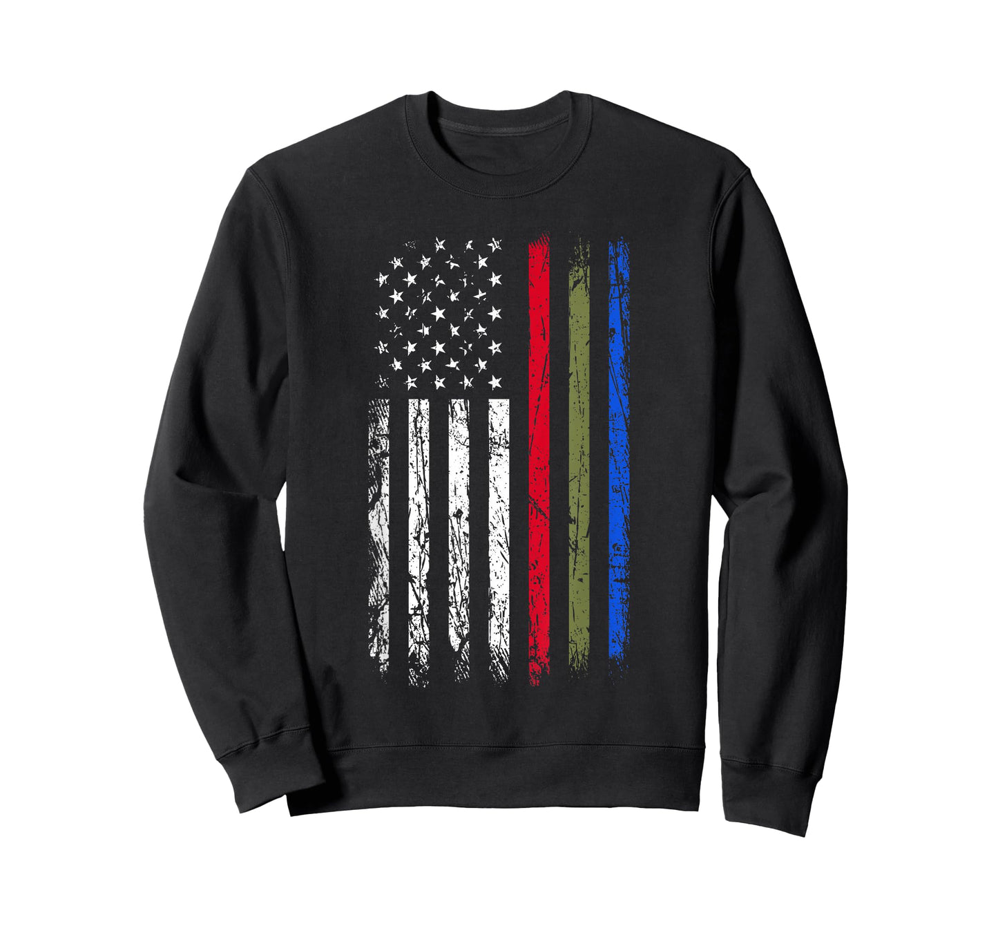 Thin Red Green Blue Line Flag Police Firefighters Military T-Shirt