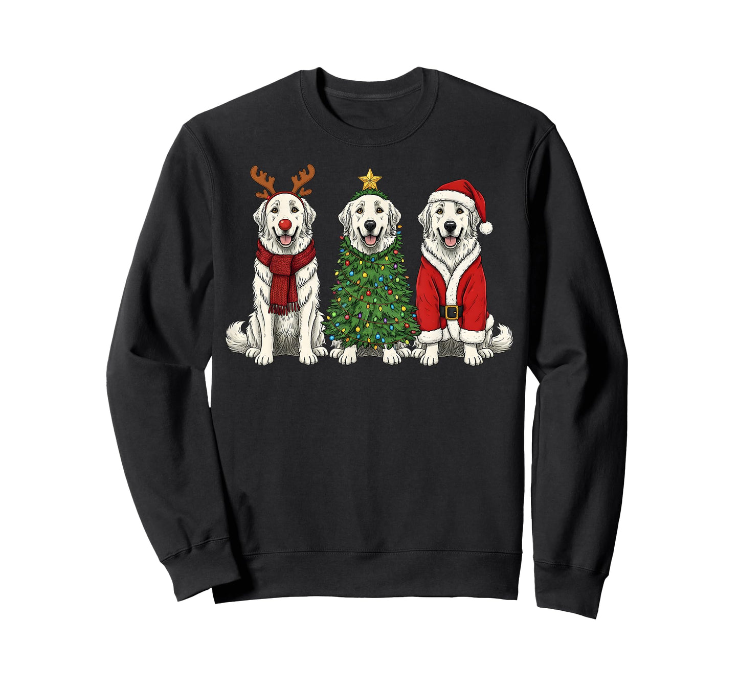 Retro Christmas Great Pyrenees Santa Reindeer Dog Lover T-Shirt