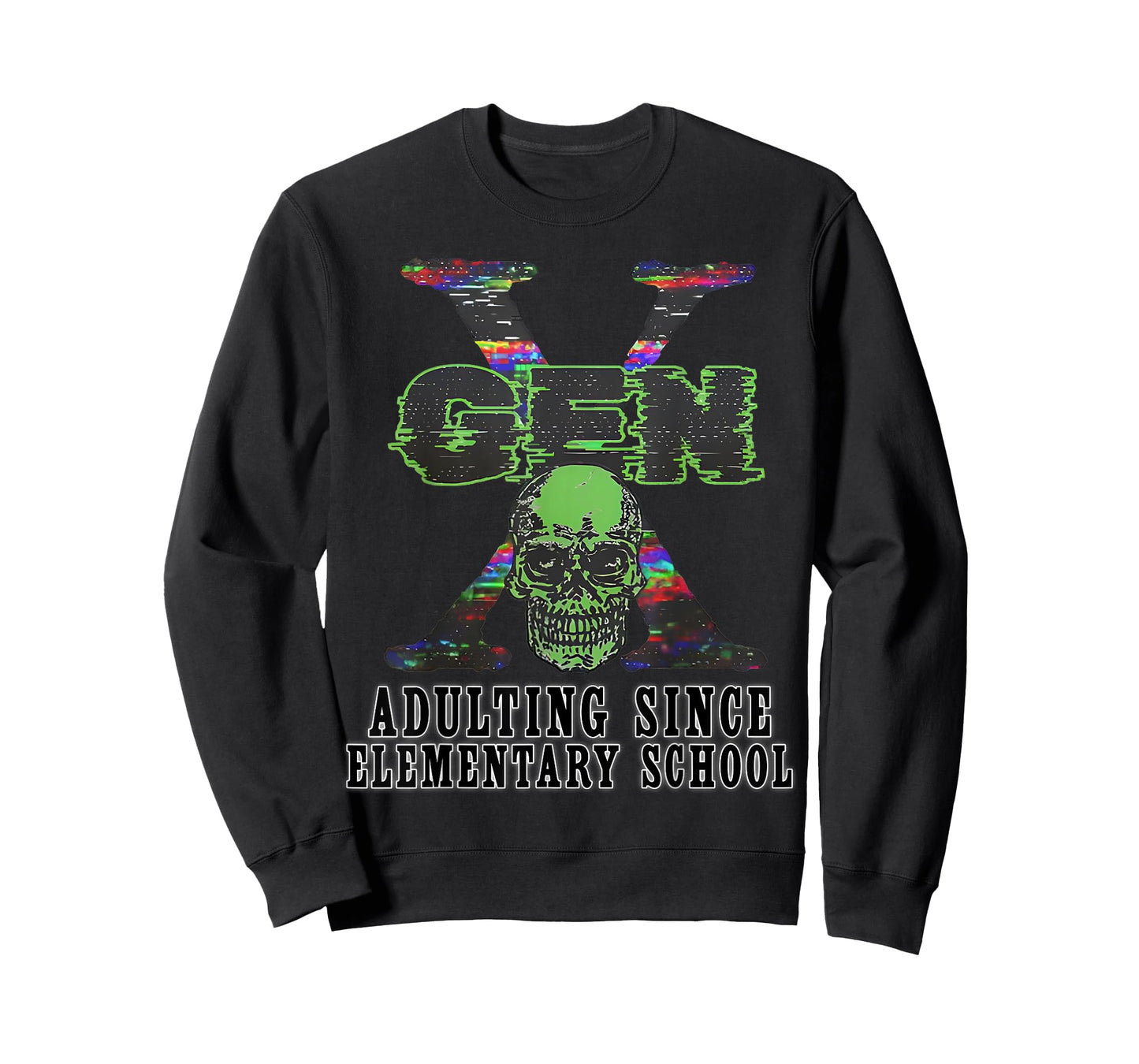 Gen X Adulting Since Elementary School Funny Skull Vintage T-Shirt