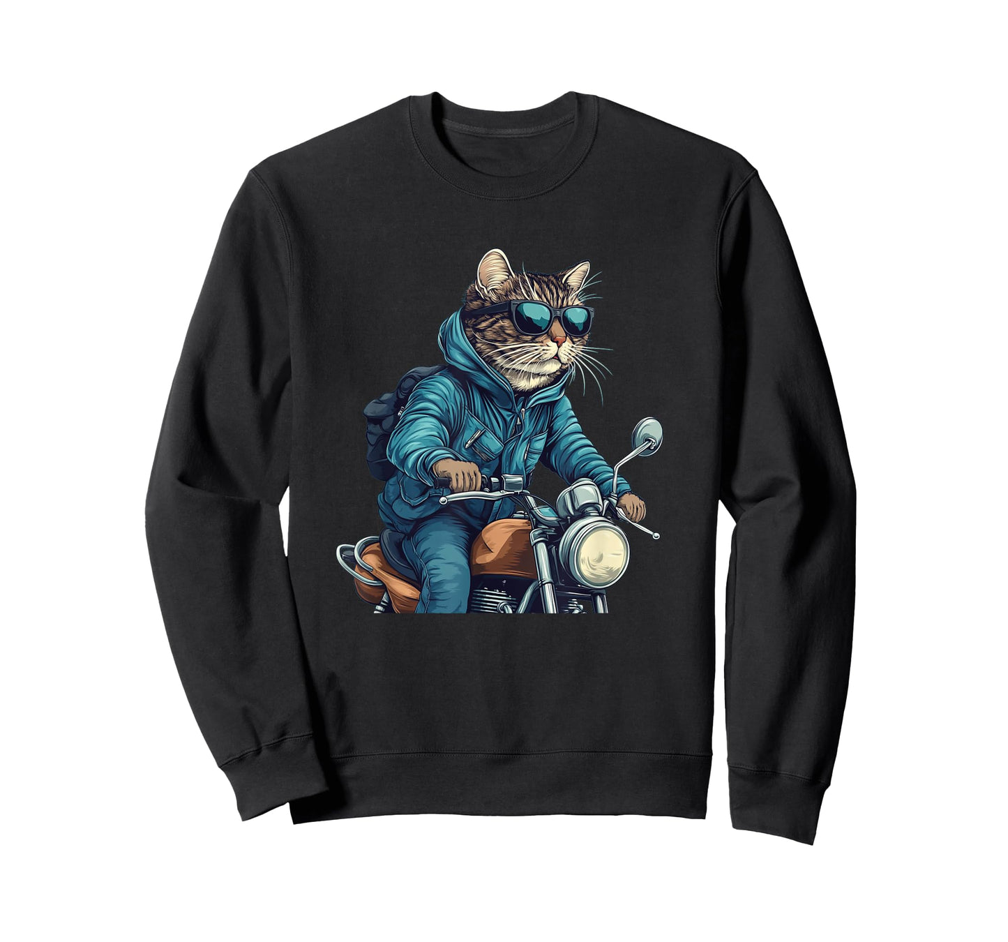 Casual Sunglasses Cat with Cool Motorcycle Costume Men Women Kids T-Shirt
