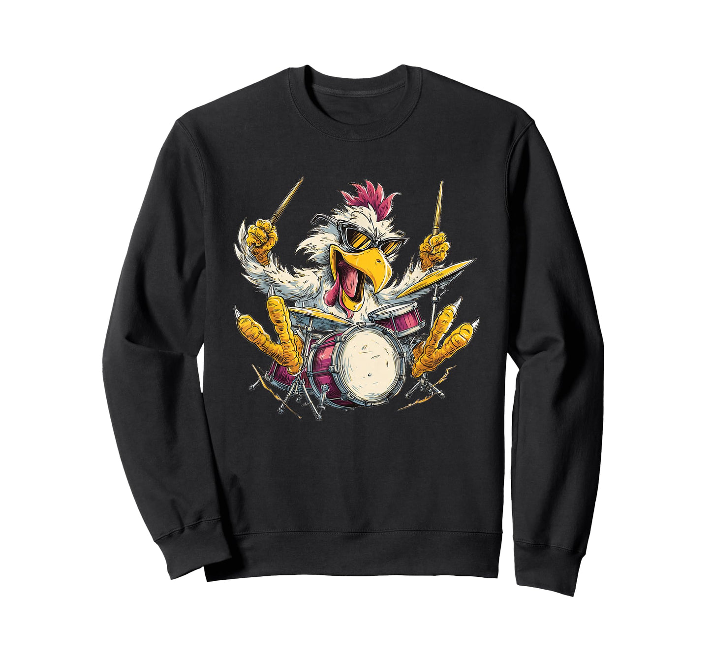Chicken Drummer with Cool Sunglasses Loves The Rhythm T-Shirt
