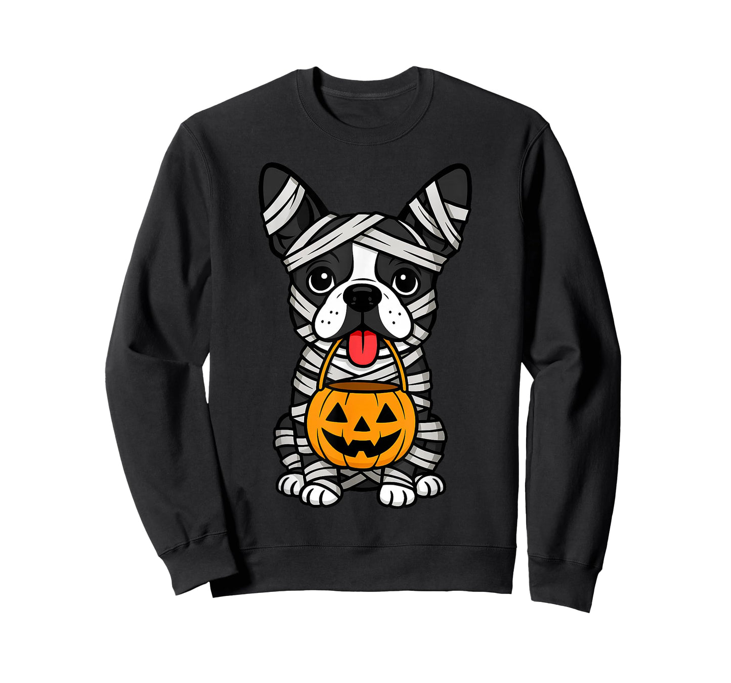 Halloween Dog Boston Terrier Mummy Costume Men Women Kids T-Shirt