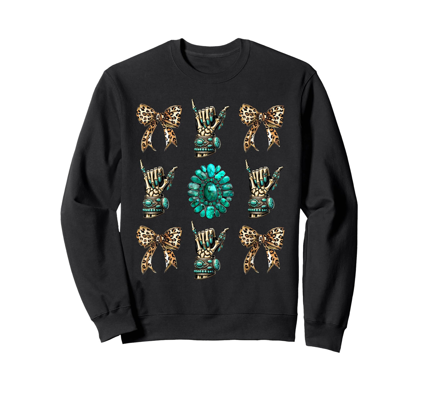 Skeleton Coquette Cowgirl Turquoise Leopard Western Rodeo T-Shirt