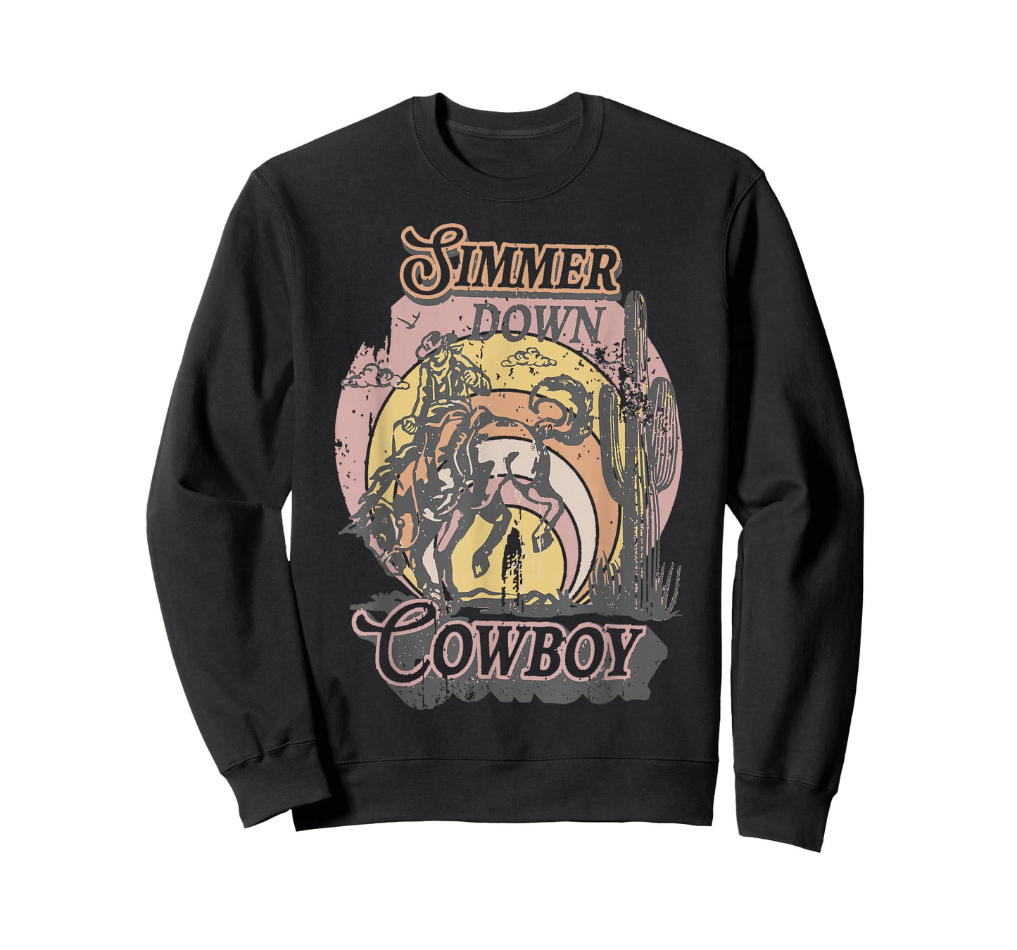 Simmer Summer Down Cowboy Cowgirl Western Graphic Cow Skull T-Shirt