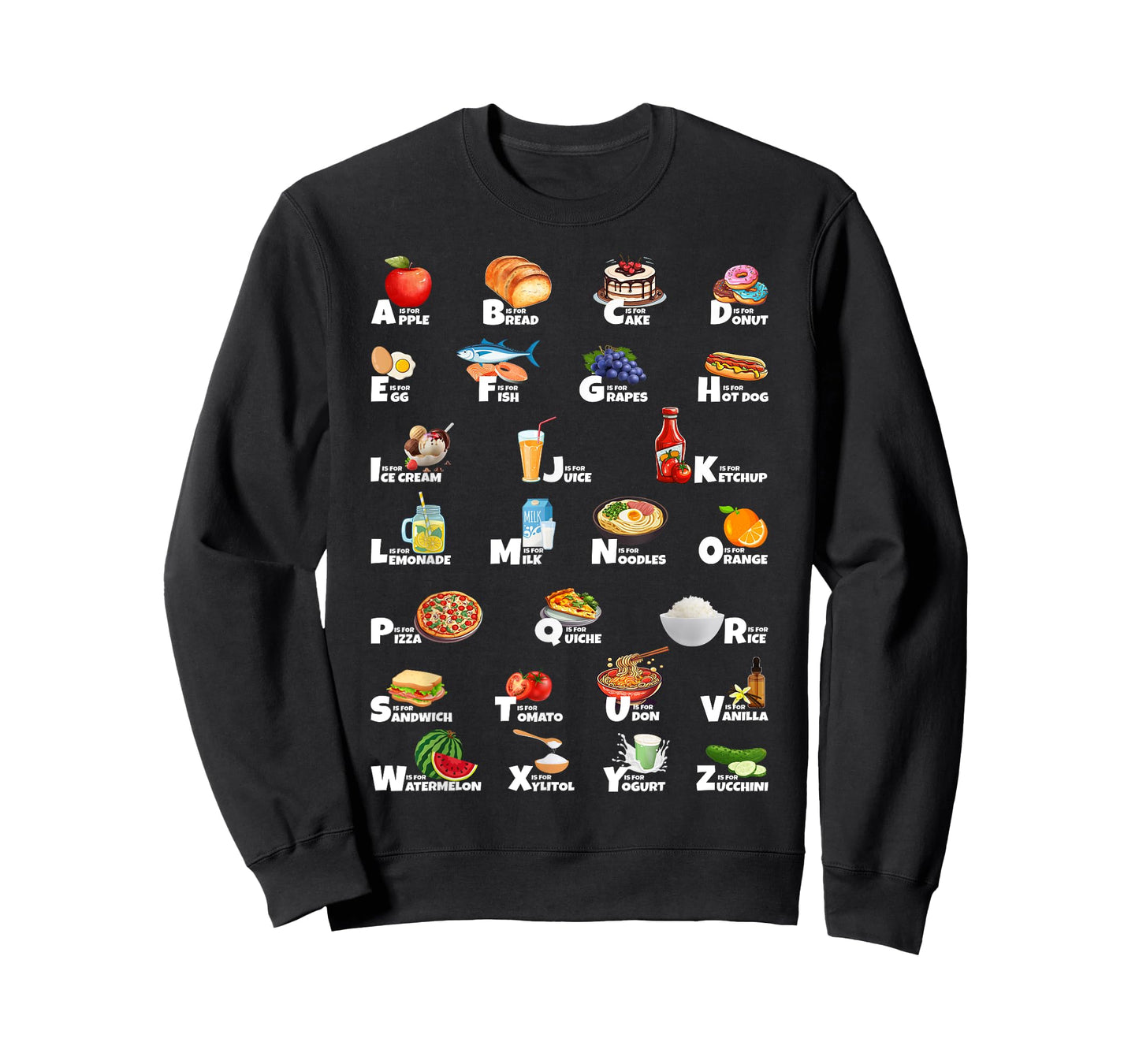 Types of Food Identification Kids ABC´s Foodie Alphabet T-Shirt