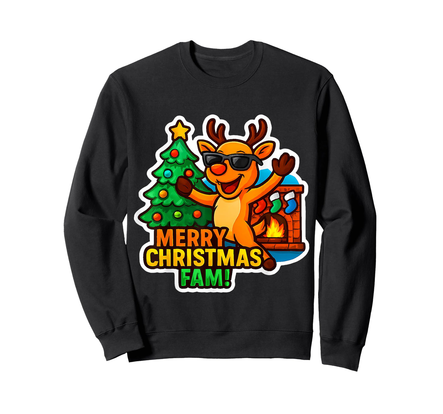 Merry Christmas Fam Family Dinner Gathering Funny Reindeer T-Shirt