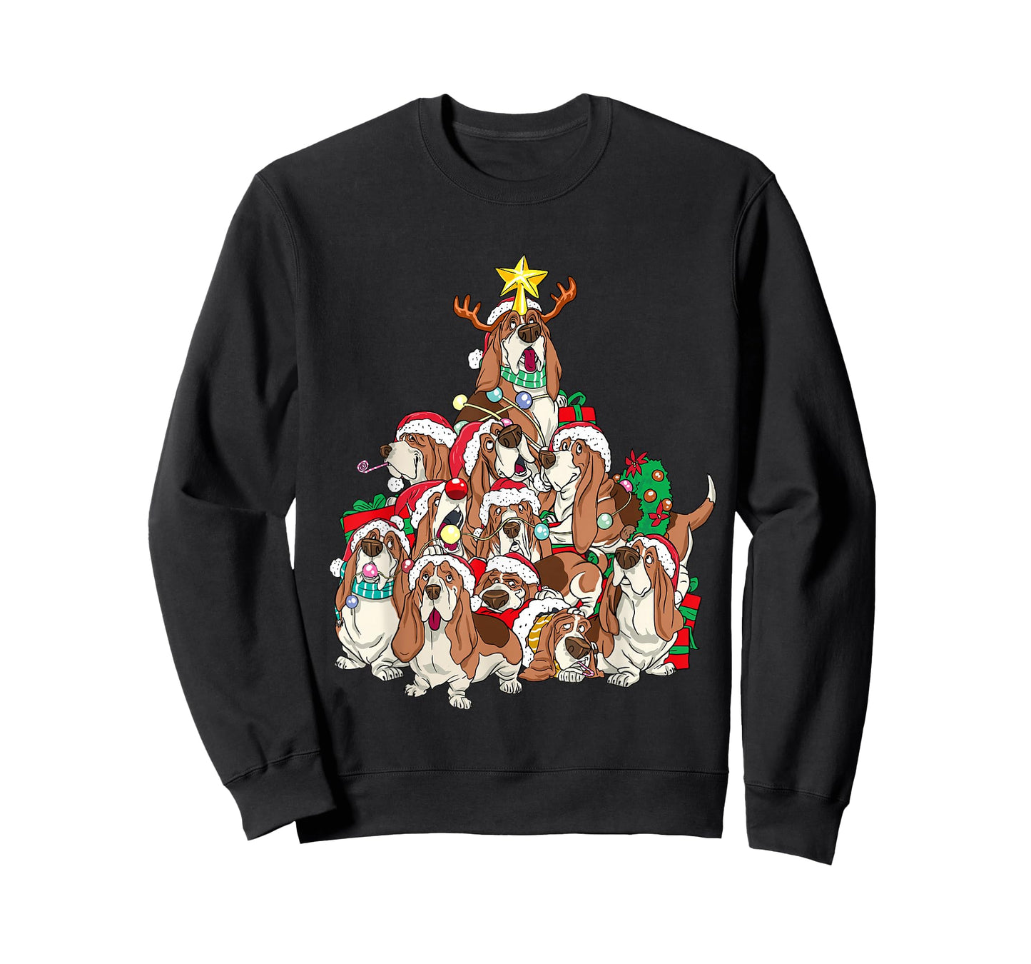 Basset Hound Shirt Dog Christmas Tree Basset Hound Lovers T-Shirt