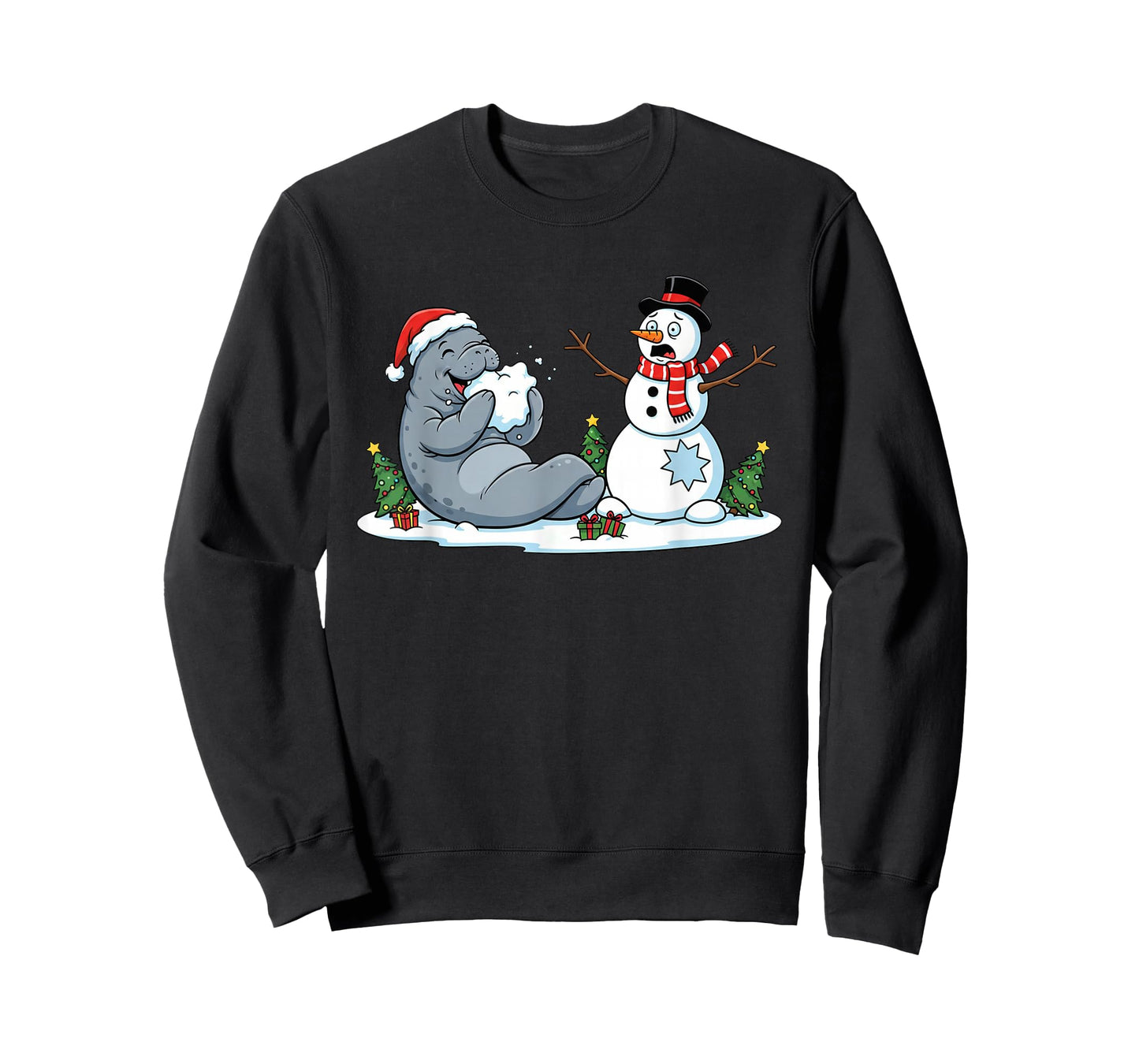 Funny Manatee Snowman Christmas Womens Mens Kids T-Shirt