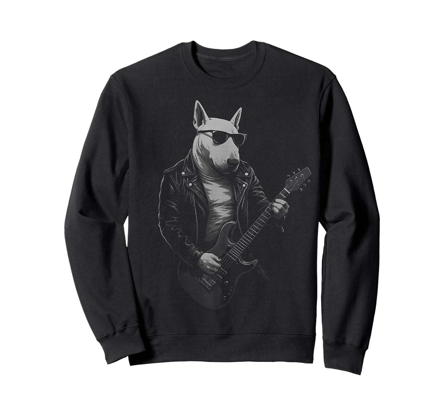 English Bull Terrier Playing Guitar Rock Music Dog Lover T-Shirt