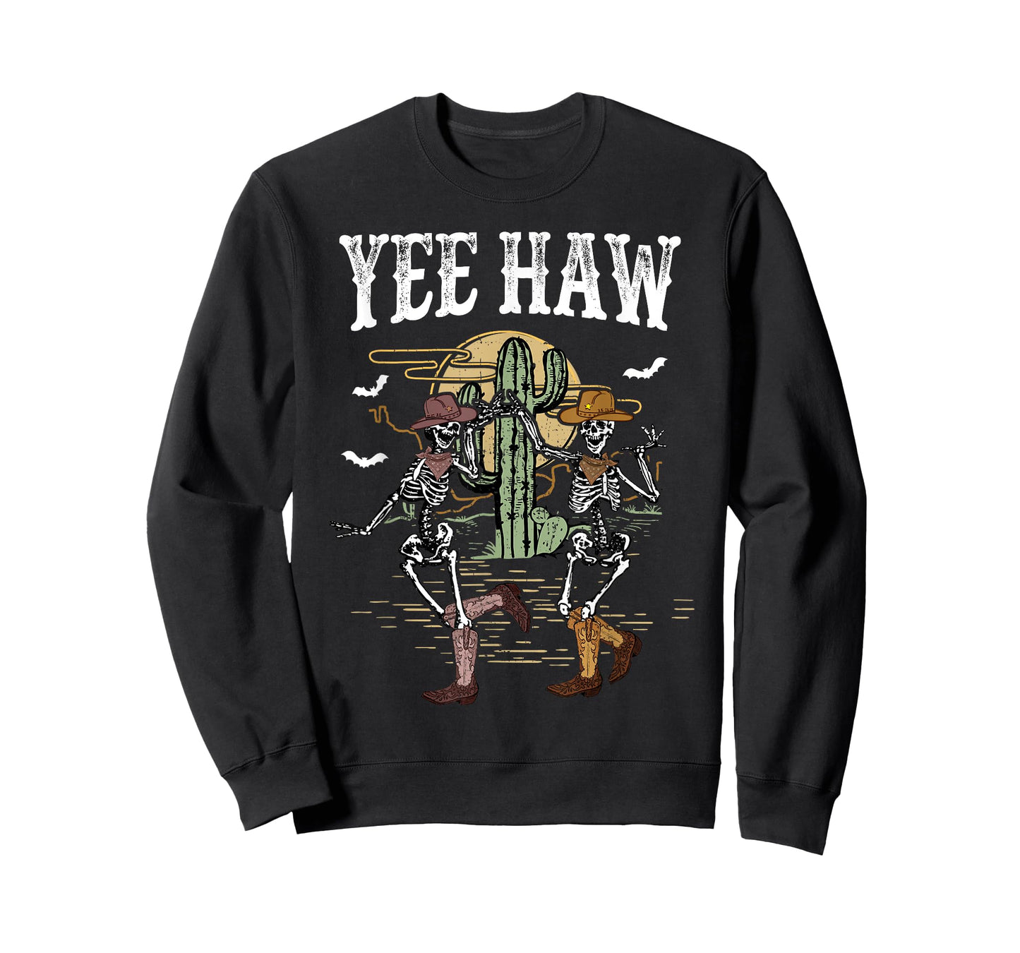Howdy Retro Desert Dancing Skeleton Cowboy Boots Hat Western T-Shirt