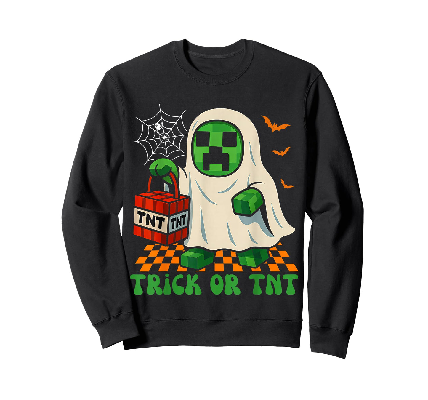 Funny Halloween Ghost Gamer Pixel Kids Boy Trick or TNT T-Shirt