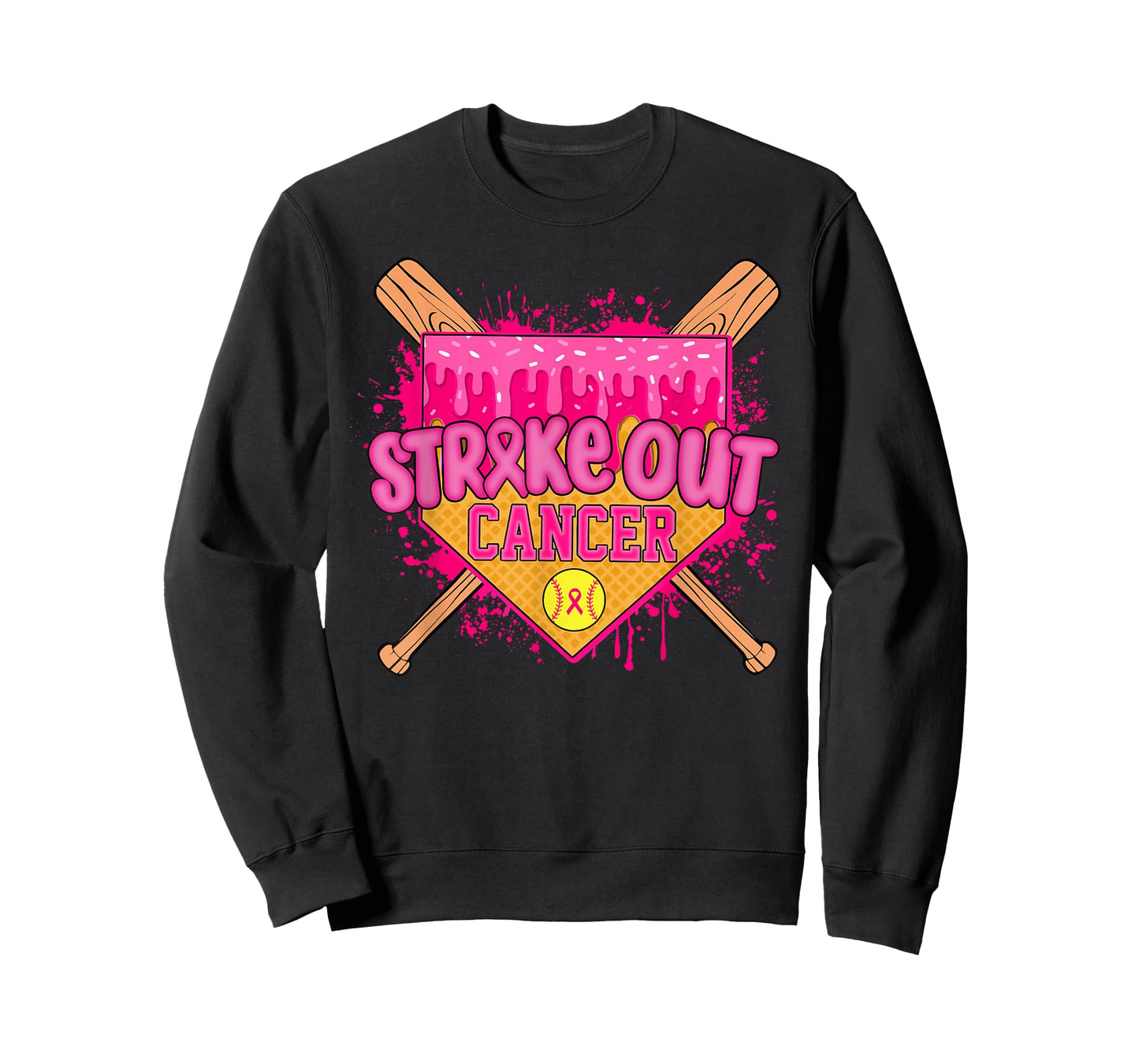 Strike Out Breast Cancer Warrior Softball Drip Home Plate T-Shirt