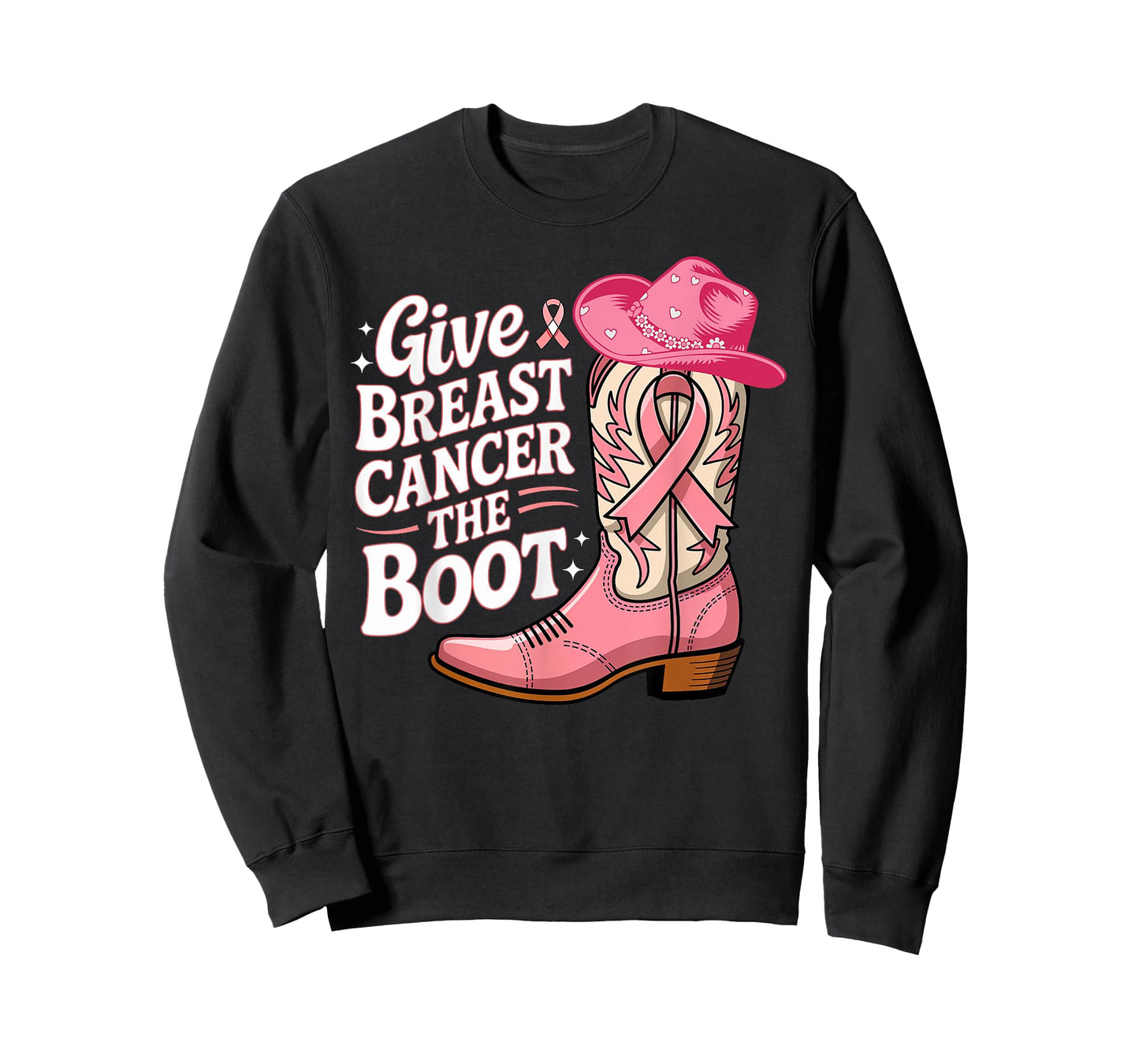 Give Breast Cancer Boot Cowgirl Pink Ribbon Cancer Awareness T-Shirt