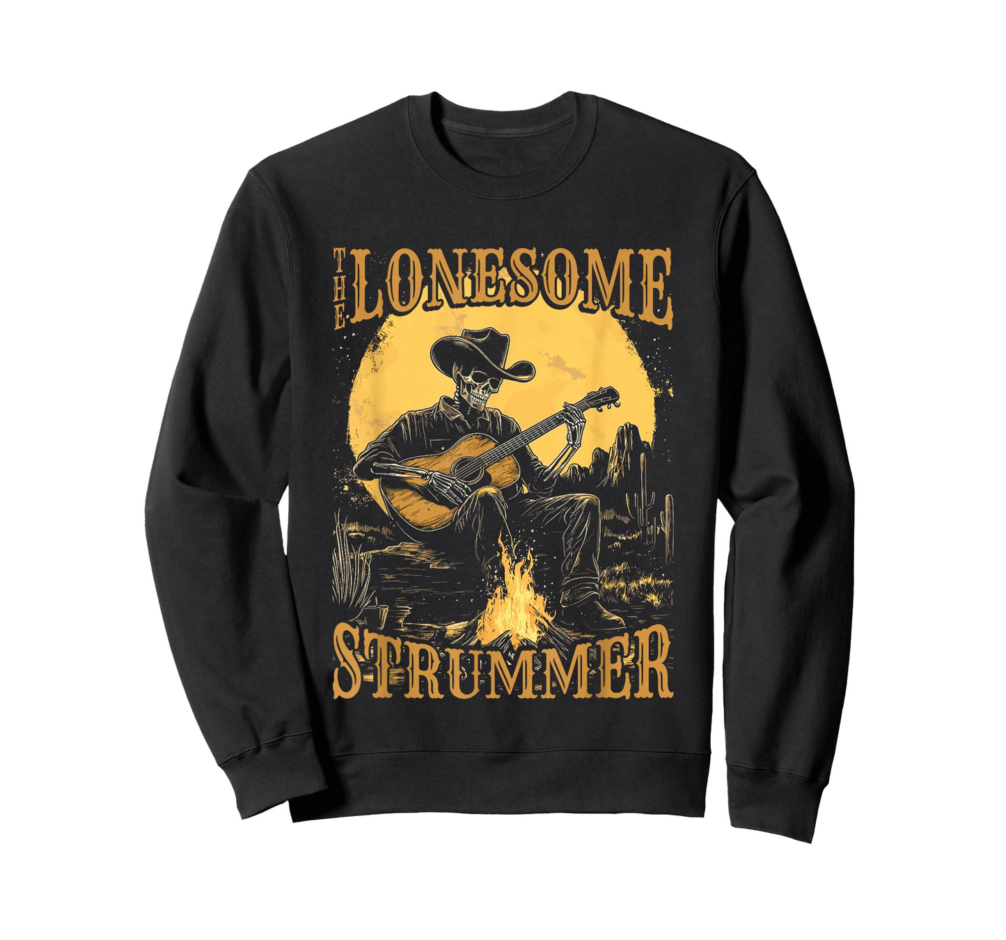 The Lonesome Strummer Acoustic Guitar Playing Skeleton T-Shirt