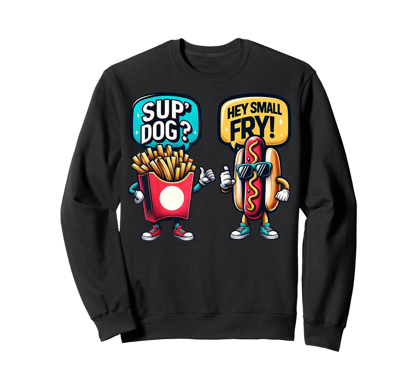 Fun Fast Food HotDog And Small Fry Funny Grilling Sup' Dog T-Shirt