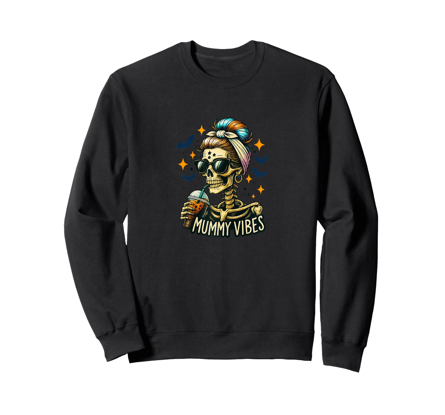 Spooky Mummy Skeleton Coffee Vibes Halloween Mom Product T-Shirt