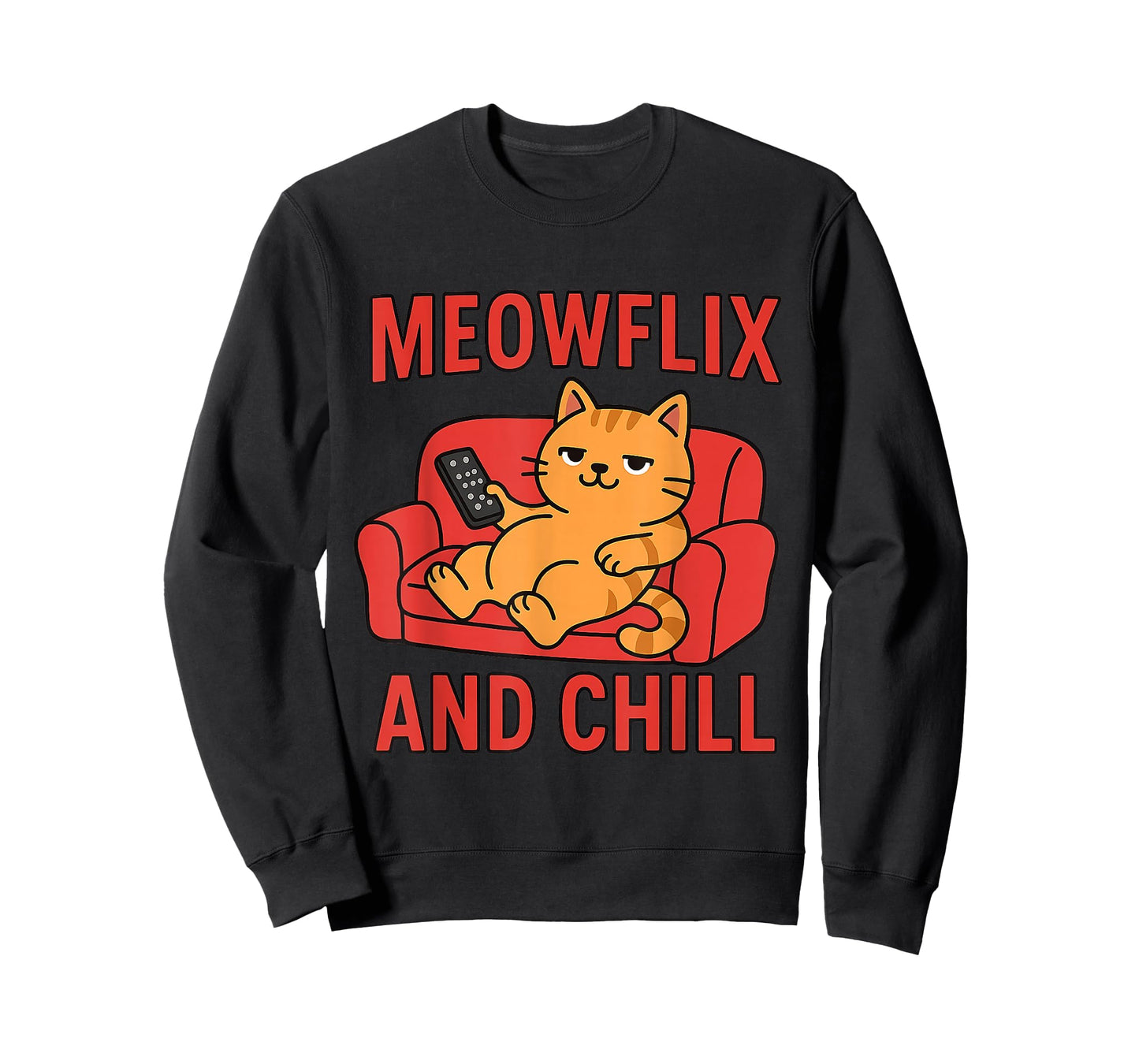 Meowflix and Chill Funny Cat Design T-Shirt