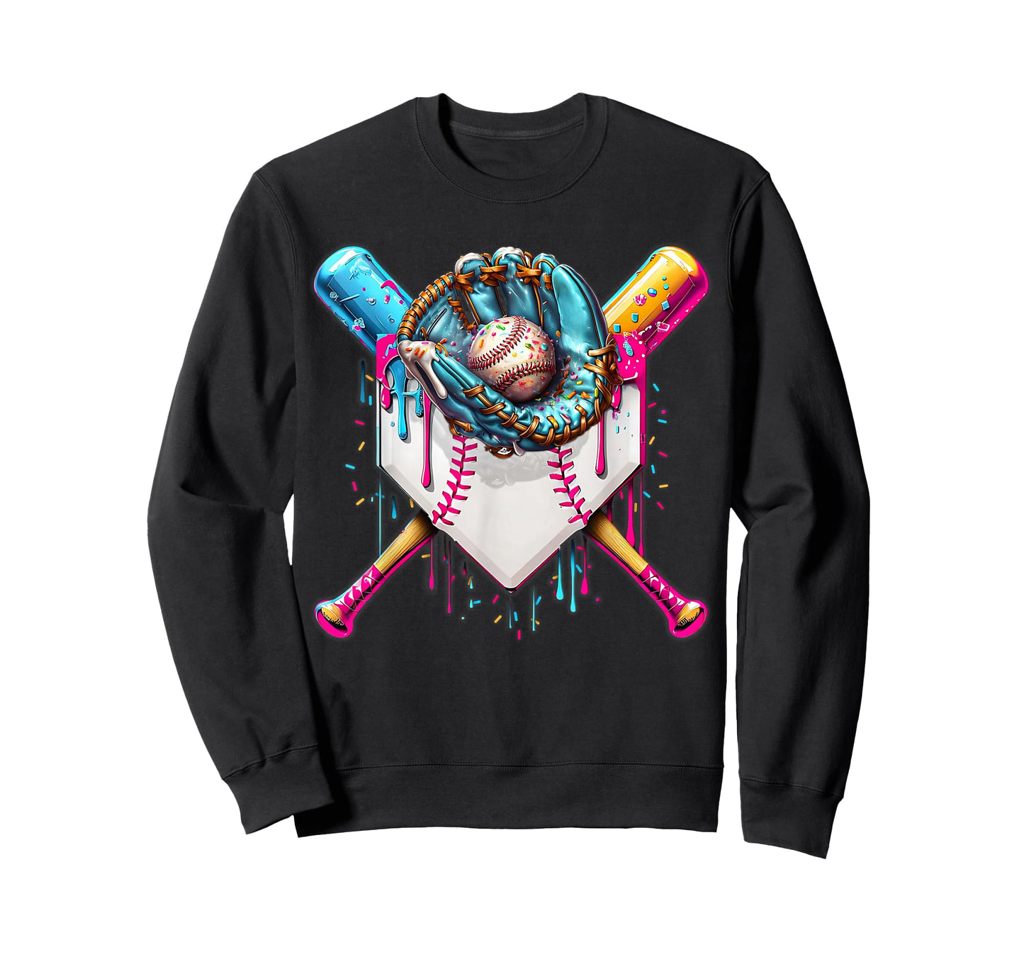 Baseball Drip Ice Cream Sprinkless Plate Glove T-Shirt