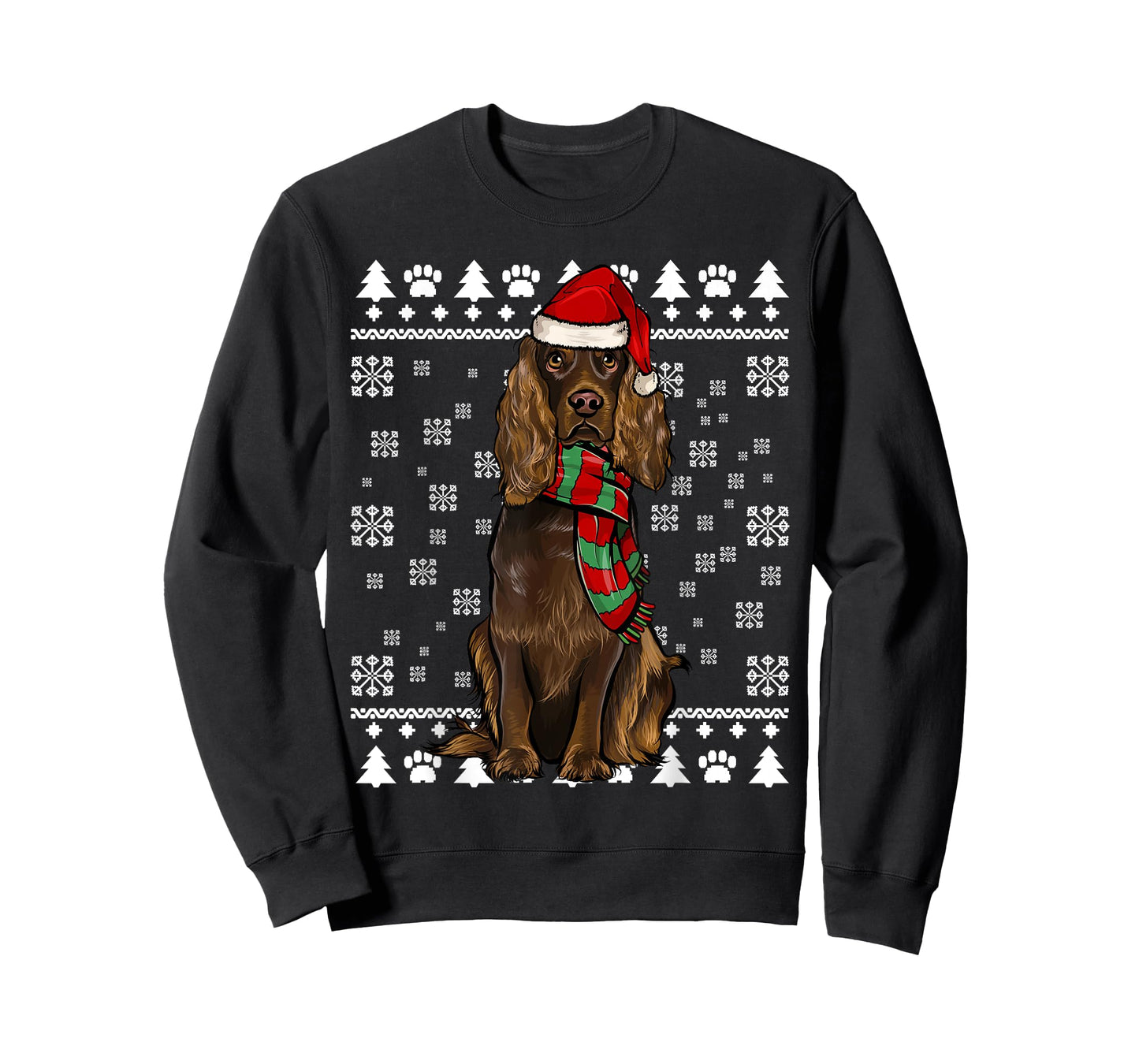 Boykin Spaniel Dog Santa Hat Xmas Ugly Christmas T-Shirt