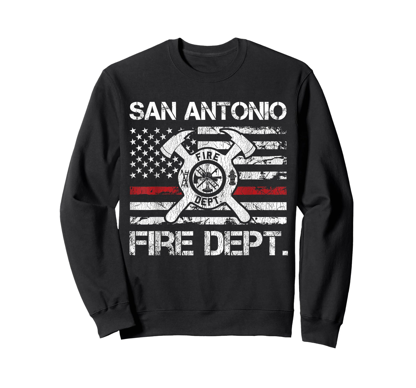 San Antonio Texas Fire Department Thin Red Line Fireman T-Shirt