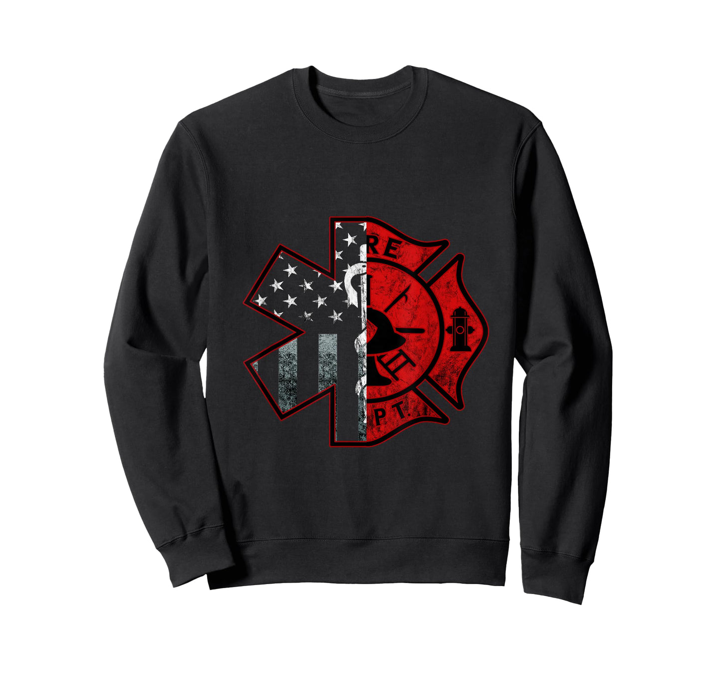 Firefighter Paramedic Symbol American Flag Fireman Fire T-Shirt