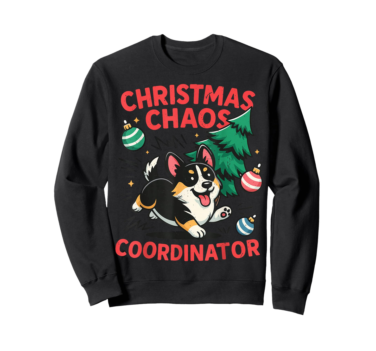 Funny Christmas Chaos Tri Color Corgi Pajama Costume Toddler T-Shirt
