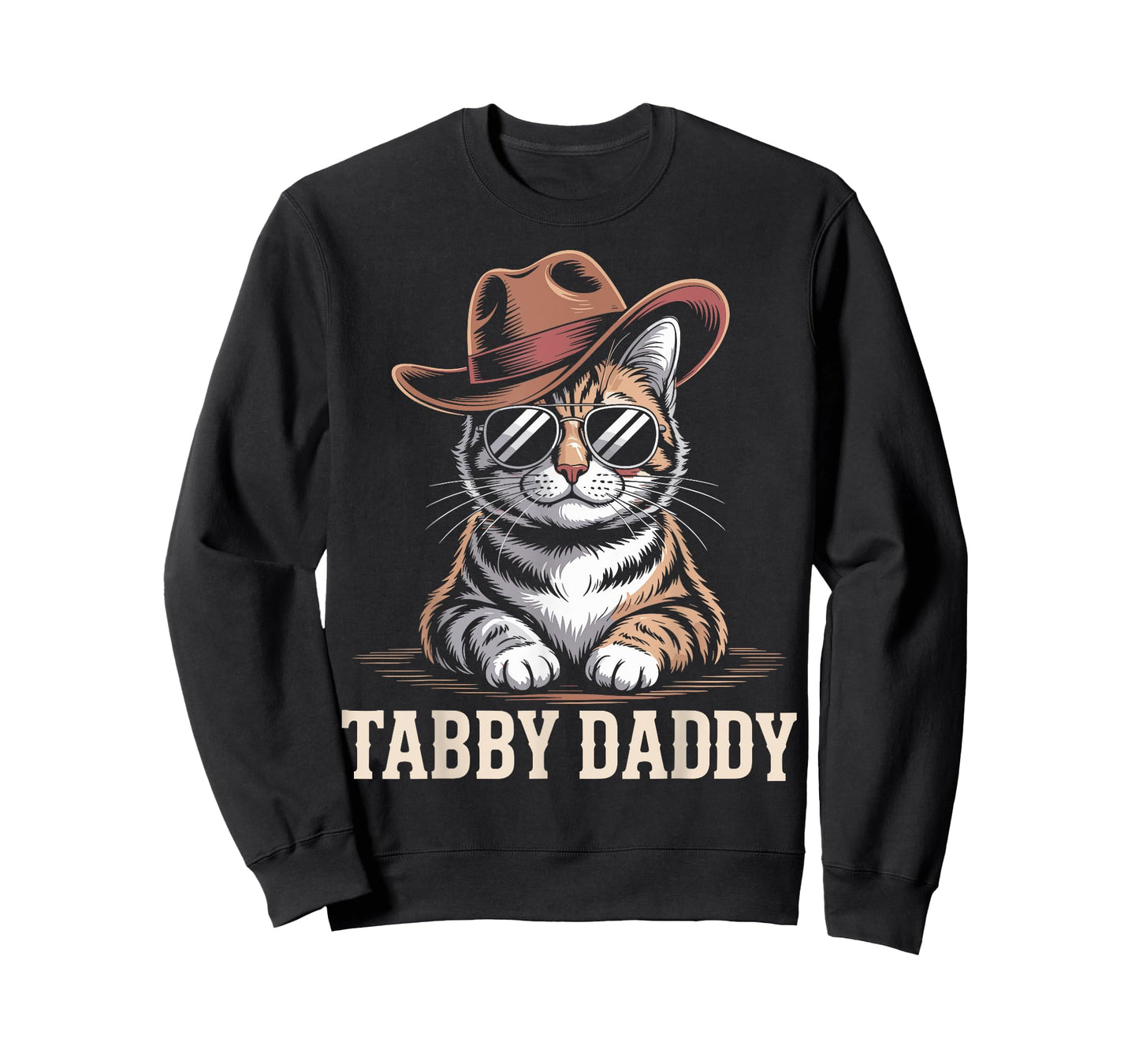 Tabby Daddy Cat Dad Funny Graphic Cowboy Orange Tabby Cat T-Shirt