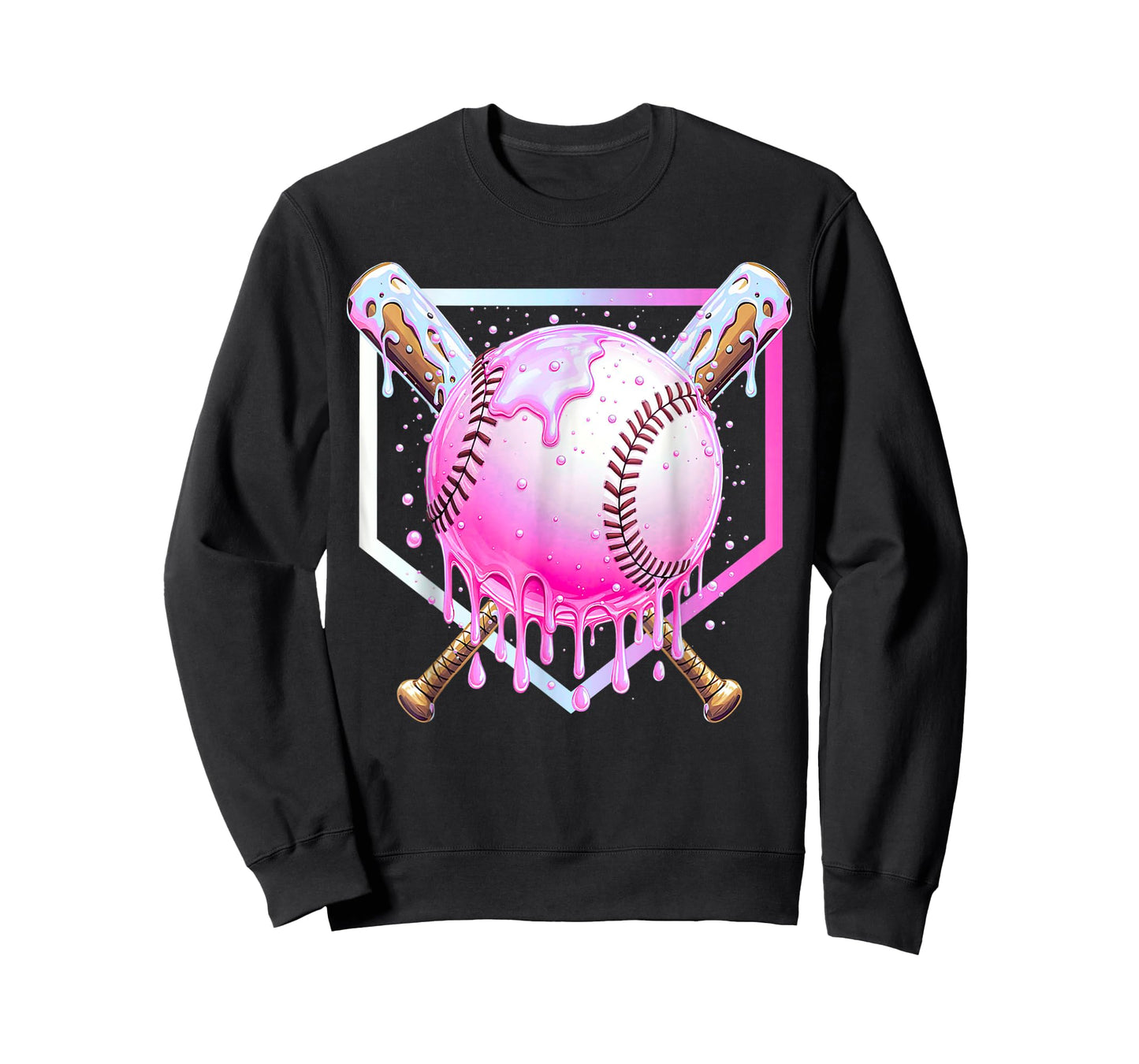Baseball Home Plate Dripping Ice Cream Drip Youth Boys T-Shirt