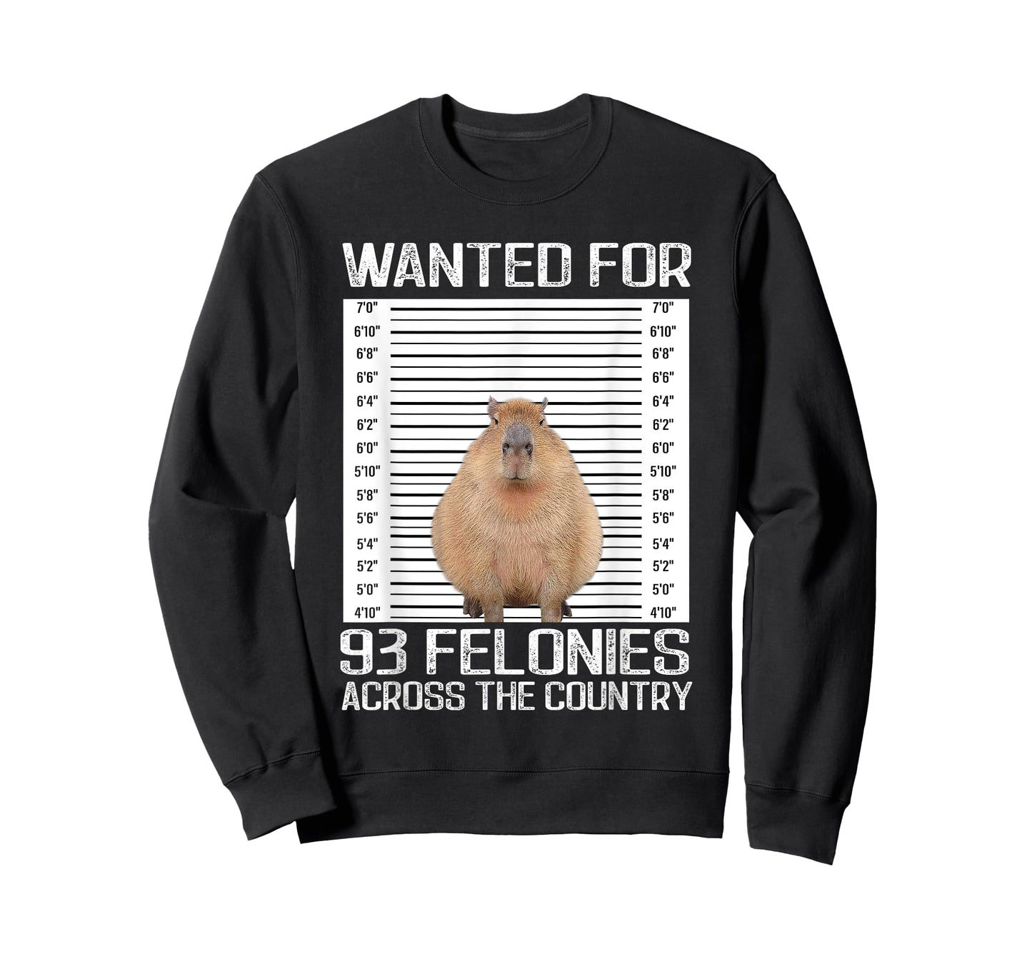 Capybara Mugshot Wanted For 93 Felonies Across The Country T-Shirt