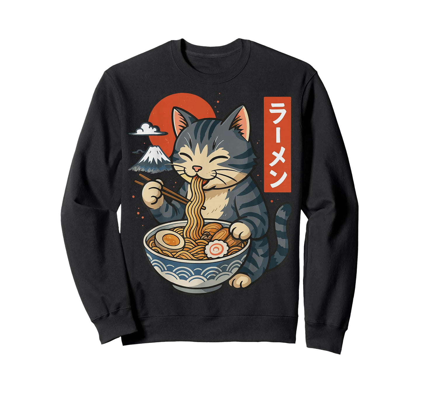 Anime Cat Eating Ramen Retro Kawaii Ramen Cat T-Shirt
