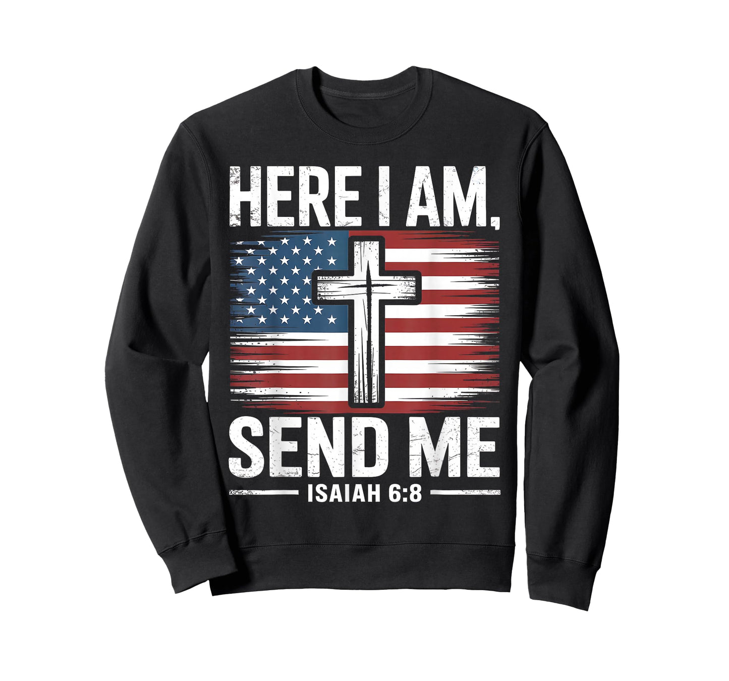 Here I Am Send Me Isaiah 6:8 Christian USA Flag Bible Verse T-Shirt